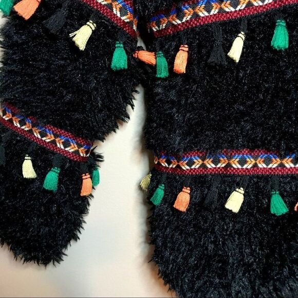 Cherry Paris Boho Black Shag Jacket Size Small - Picture 3 of 8